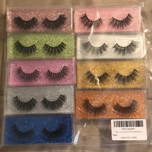 3-D Faux Mink Eyelashes - 9 sets and adhesive